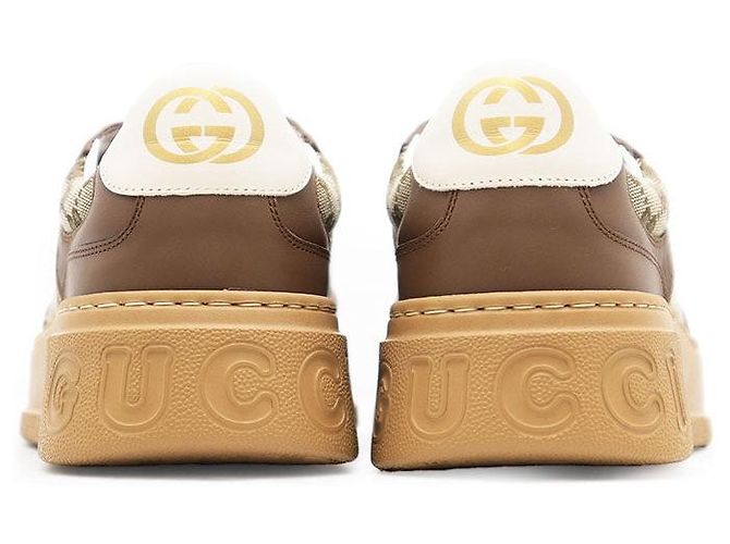 Gucci GG Canvas Leder Sneakers Braun Beige Kamel - Ansicht 5