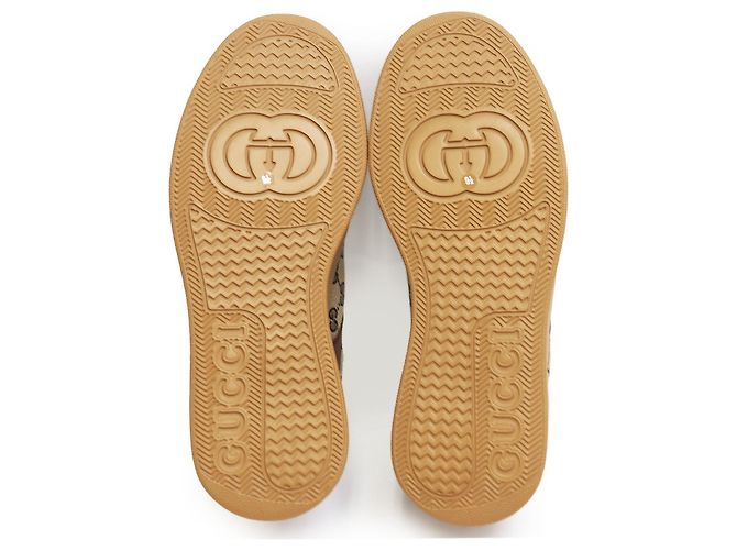 Gucci GG Canvas Leder Sneakers Braun Beige Kamel - Ansicht 7