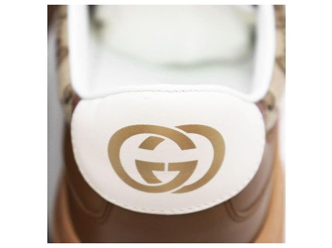 Gucci GG Canvas Leder Sneakers Braun Beige Kamel - Ansicht 8