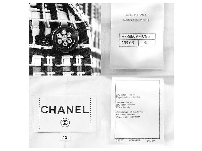 Timeless Chaqueta Larga de Tweed Chanel P78886 Negro Blanco - vista 10