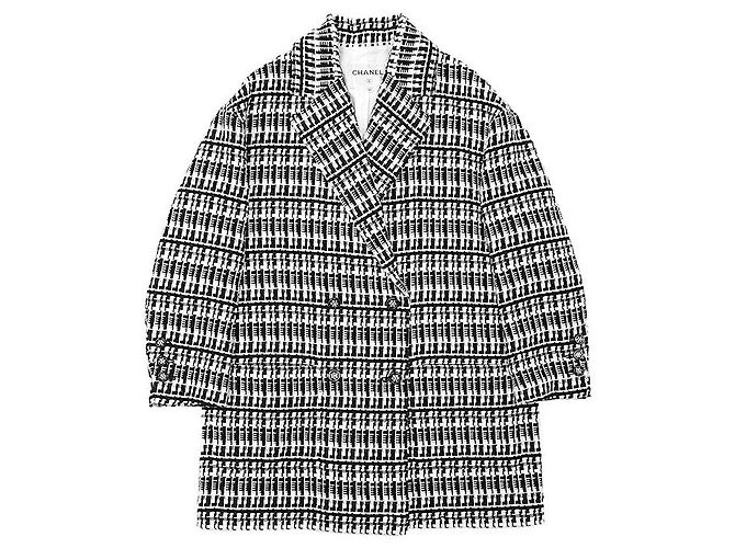 Timeless Chaqueta Larga de Tweed Chanel P78886 Negro Blanco - vista 11