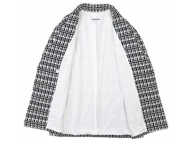 Timeless Chaqueta Larga de Tweed Chanel P78886 Negro Blanco - vista 6