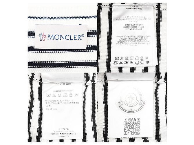 Moncler GIROCOLLO TRICOT Suéter de Algodón Negro Blanco Blanco roto - vista 10