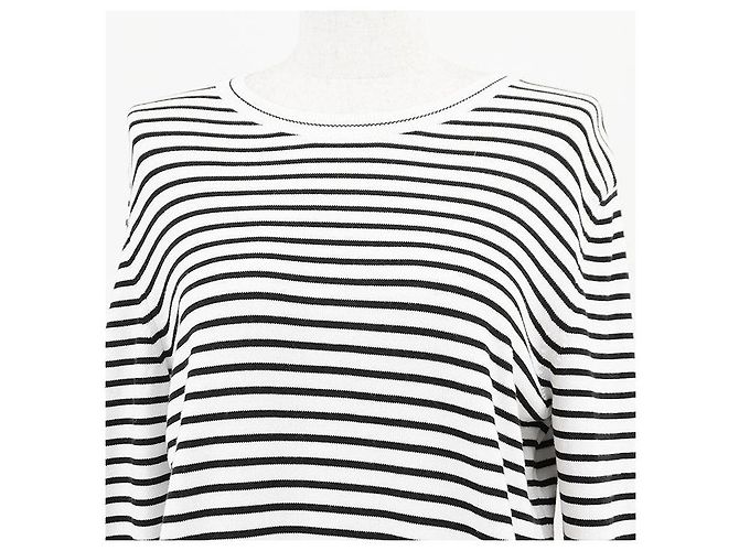 Moncler GIROCOLLO TRICOT Suéter de Algodón Negro Blanco Blanco roto - vista 2