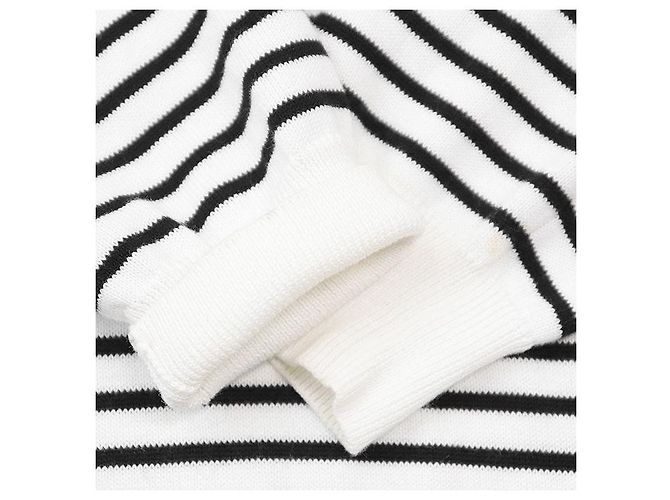 Moncler GIROCOLLO TRICOT Suéter de Algodón Negro Blanco Blanco roto - vista 4