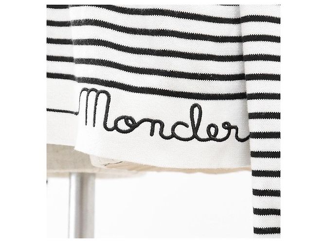 Moncler GIROCOLLO TRICOT Suéter de Algodón Negro Blanco Blanco roto - vista 5