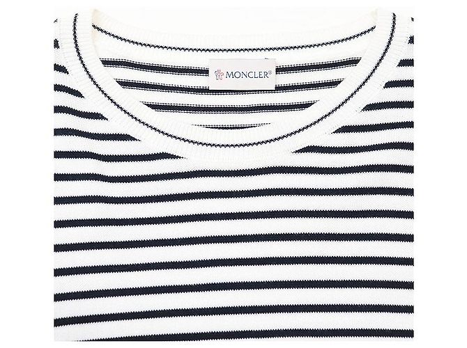 Moncler GIROCOLLO TRICOT Suéter de Algodón Negro Blanco Blanco roto - vista 8