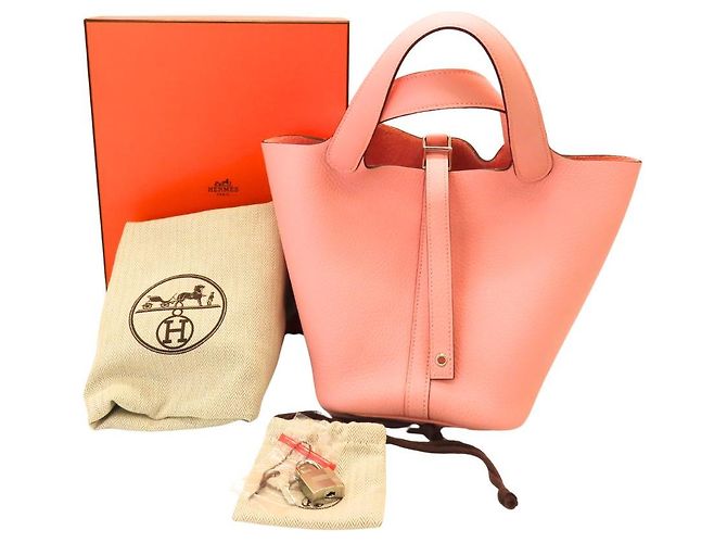 Borsa Hermès Picotin Lock Trillon in pelle Clemence Rosa - vista 11