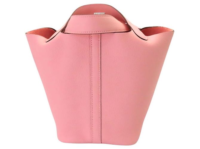 Borsa Hermès Picotin Lock Trillon in pelle Clemence Rosa - vista 3