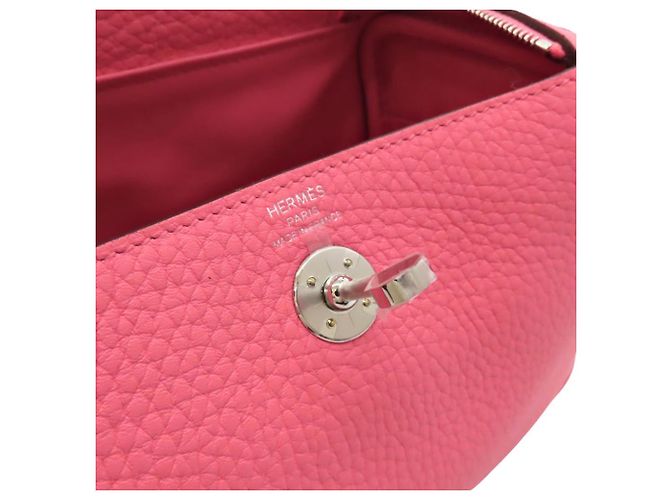 Borsa a Spalla Hermès Lindy Mini Taurillon Clemence Rosa - vista 10