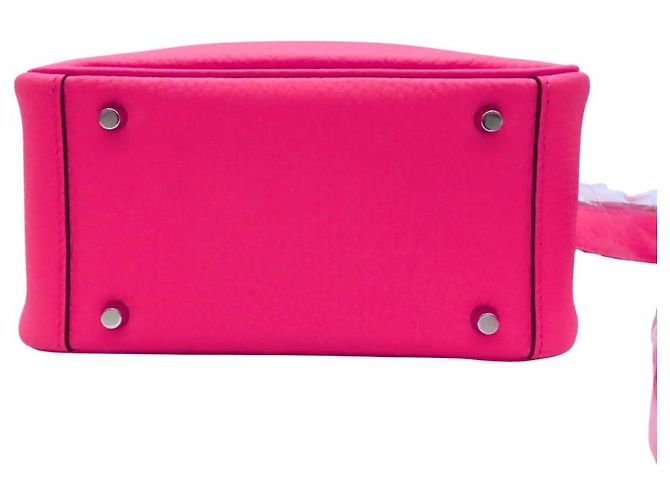 Borsa a Spalla Hermès Lindy Mini Taurillon Clemence Rosa - vista 7