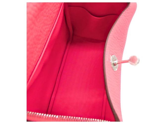 Borsa a Spalla Hermès Lindy Mini Taurillon Clemence Rosa - vista 8