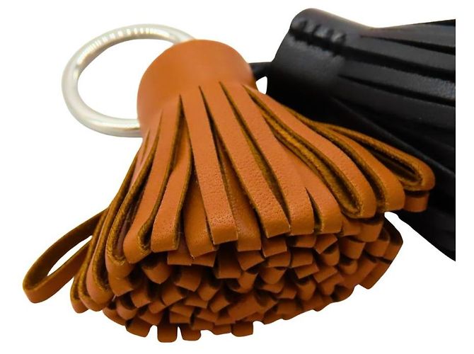 Portachiavi Hermès Carmen Uno Dos Agneau Milo Nero D'oro - vista 2