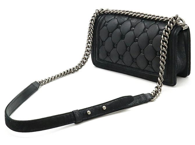 Borsa a spalla in pelle Chanel Boy Nero - vista 2