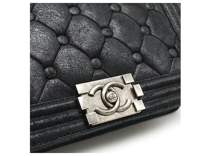 Borsa a spalla in pelle Chanel Boy Nero - vista 8