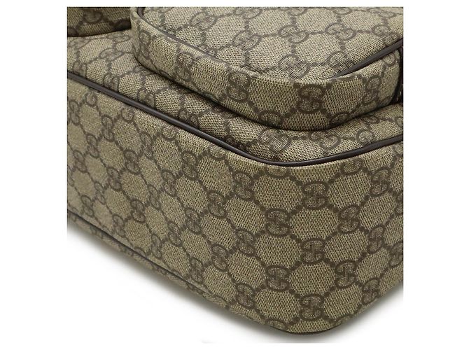 Borsa a spalla Gucci GG Supreme in PVC Beige Marrone scuro - vista 3
