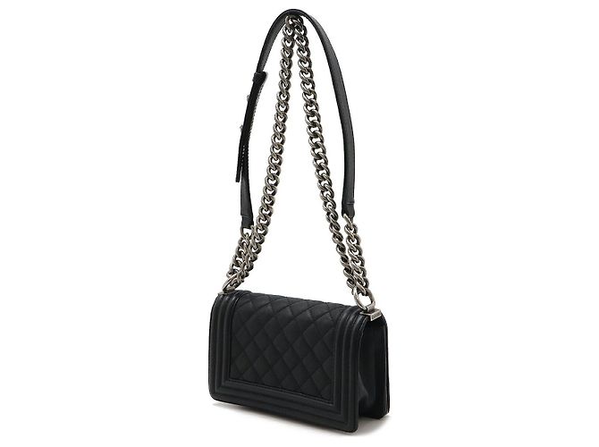 Chanel Boy Leder Schultertasche mit Kette Schwarz - Ansicht 2