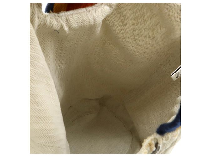 Hermès Cavalier Canvas Schultertasche Beige Orange Gelb Marineblau - Ansicht 5