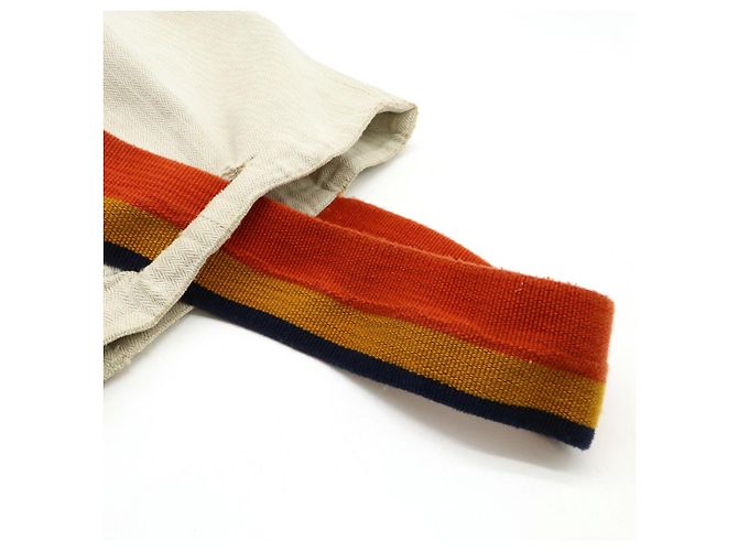 Hermès Cavalier Canvas Schultertasche Beige Orange Gelb Marineblau - Ansicht 6