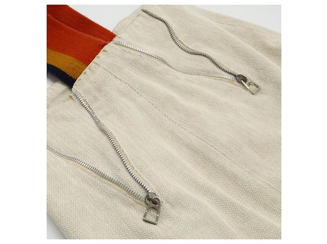 Hermès Cavalier Canvas Schultertasche Beige Orange Gelb Marineblau - Ansicht 7