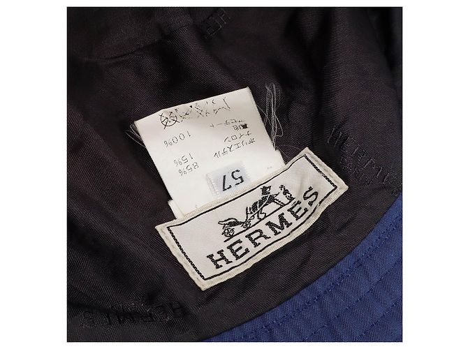 Hermès Bestickter H Logo Bucket Hat Blau Marineblau - Ansicht 8