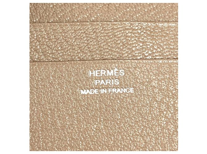 Porta tarjetas de visita bifold Evelyne de Hermès Beige Gris pardo - vista 10