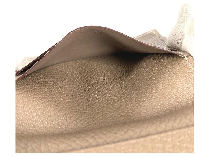 Porta tarjetas de visita bifold Evelyne de Hermès Beige Gris pardo - vista 11