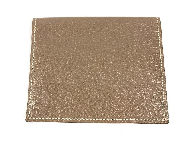Porta tarjetas de visita bifold Evelyne de Hermès Beige Gris pardo - vista 2