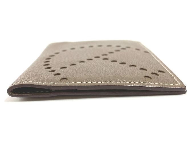Porta tarjetas de visita bifold Evelyne de Hermès Beige Gris pardo - vista 4