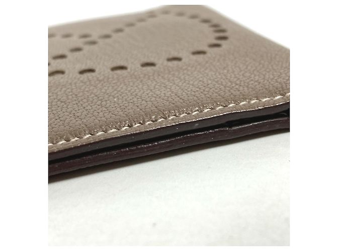 Porta tarjetas de visita bifold Evelyne de Hermès Beige Gris pardo - vista 5