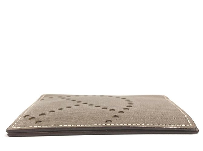 Porta tarjetas de visita bifold Evelyne de Hermès Beige Gris pardo - vista 6