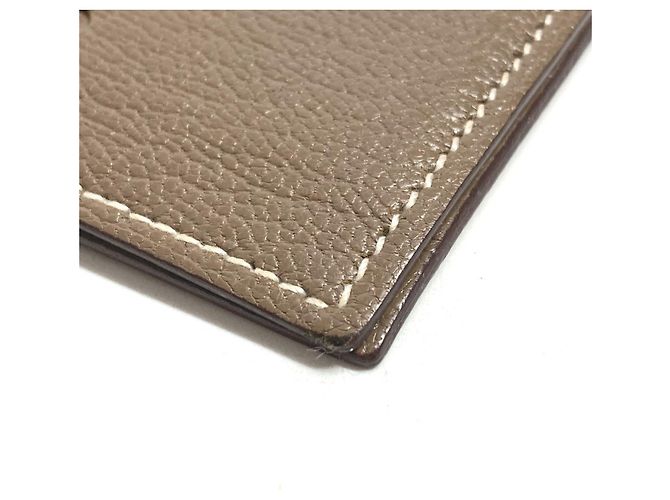 Porta tarjetas de visita bifold Evelyne de Hermès Beige Gris pardo - vista 7