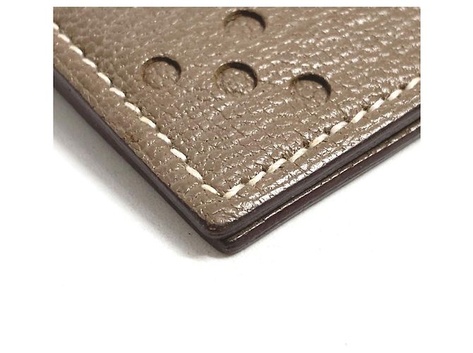 Porta tarjetas de visita bifold Evelyne de Hermès Beige Gris pardo - vista 8