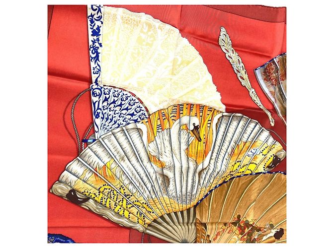 Bufanda de Seda Brise de Charme de Hermès Roja Multicolor - vista 9