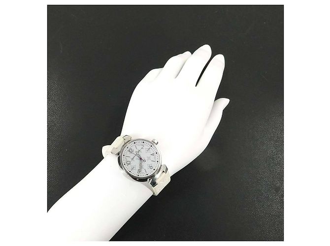 Louis Vuitton Tambour MM Monogram Weiß Quarz Uhr - Ansicht 4