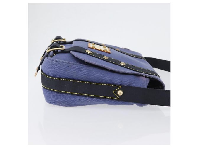 Borsa Messenger Antigua in Tela Louis Vuitton Blu - vista 3