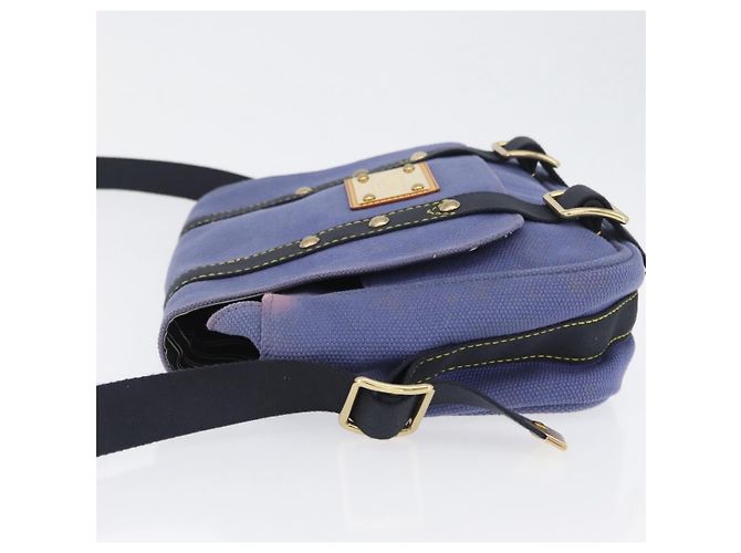 Borsa Messenger Antigua in Tela Louis Vuitton Blu - vista 4