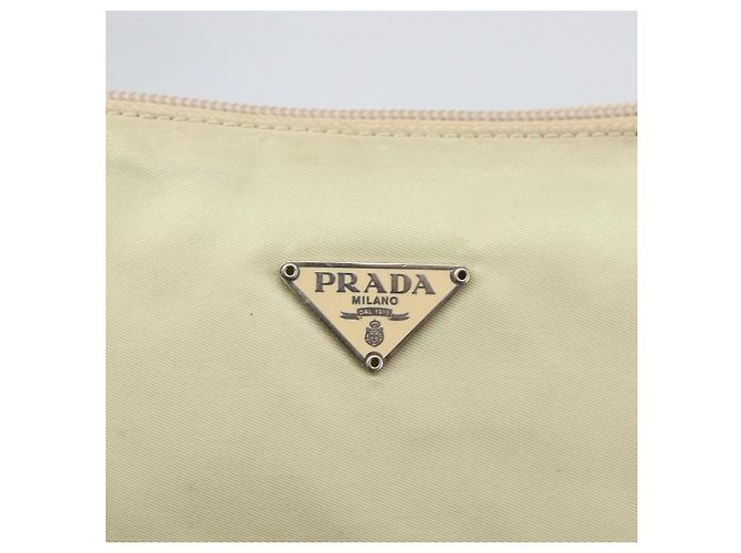 PRADA Accessory Pouch Nylon Beige Silver Auth bs33423 Silvery - view 18