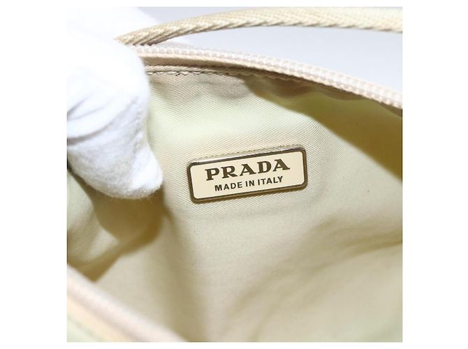PRADA Accessory Pouch Nylon Beige Silver Auth bs33423 Silvery - view 19