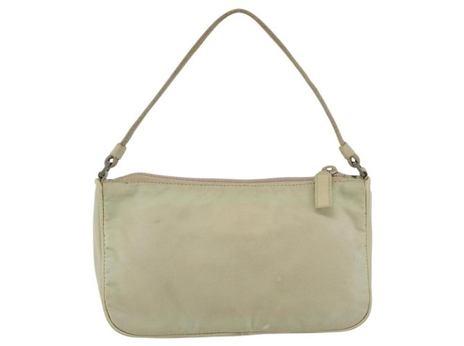 PRADA Accessory Pouch Nylon Beige Silver Auth bs33423 Silvery - view 2