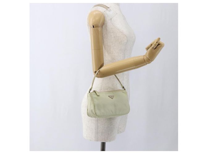 PRADA Accessory Pouch Nylon Beige Silver Auth bs33423 Silvery - view 22