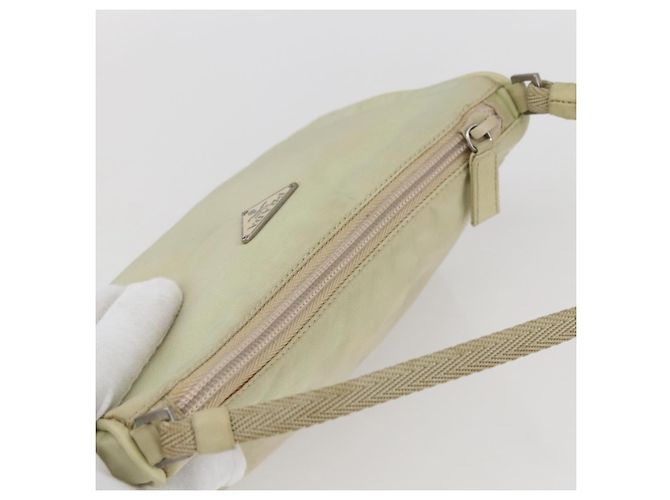 PRADA Accessory Pouch Nylon Beige Silver Auth bs33423 Silvery - view 6