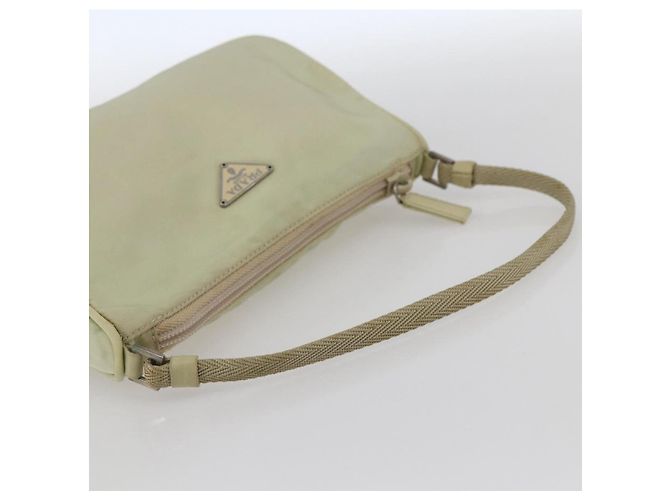 PRADA Accessory Pouch Nylon Beige Silver Auth bs33423 Silvery - view 7