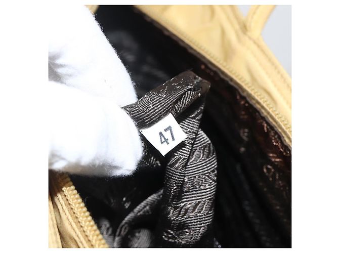 PRADA Borsa a mano in nylon giallo argento autentica bs33282 - vista 12