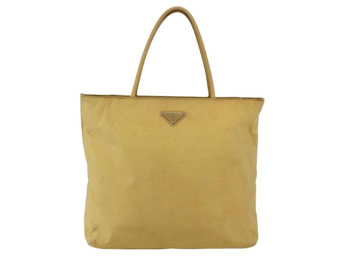PRADA Borsa a mano in nylon giallo argento autentica bs33282 - vista 13