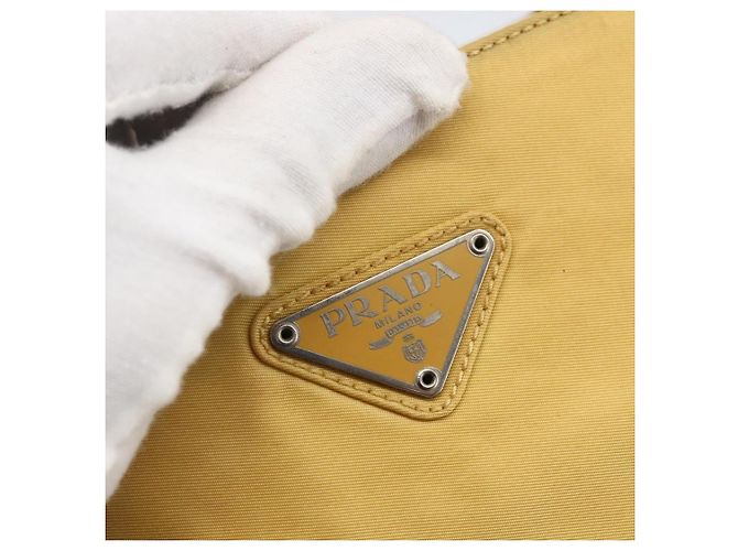PRADA Borsa a mano in nylon giallo argento autentica bs33282 - vista 17