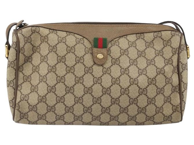 Bolsa Sherry Line GG Supreme Web da GUCCI em PVC bege e dourado 89 02 017 Auth 169674 - vista 2