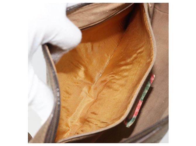 Bolsa Sherry Line GG Supreme Web da GUCCI em PVC bege e dourado 89 02 017 Auth 169674 - vista 21