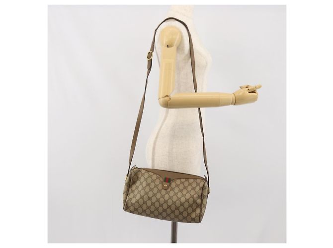 Bolsa Sherry Line GG Supreme Web da GUCCI em PVC bege e dourado 89 02 017 Auth 169674 - vista 23