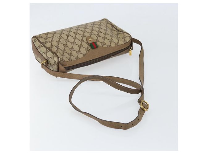 Bolsa Sherry Line GG Supreme Web da GUCCI em PVC bege e dourado 89 02 017 Auth 169674 - vista 7